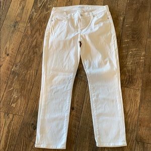 7 For All Man Kind White Slim Straight Leg Jeans